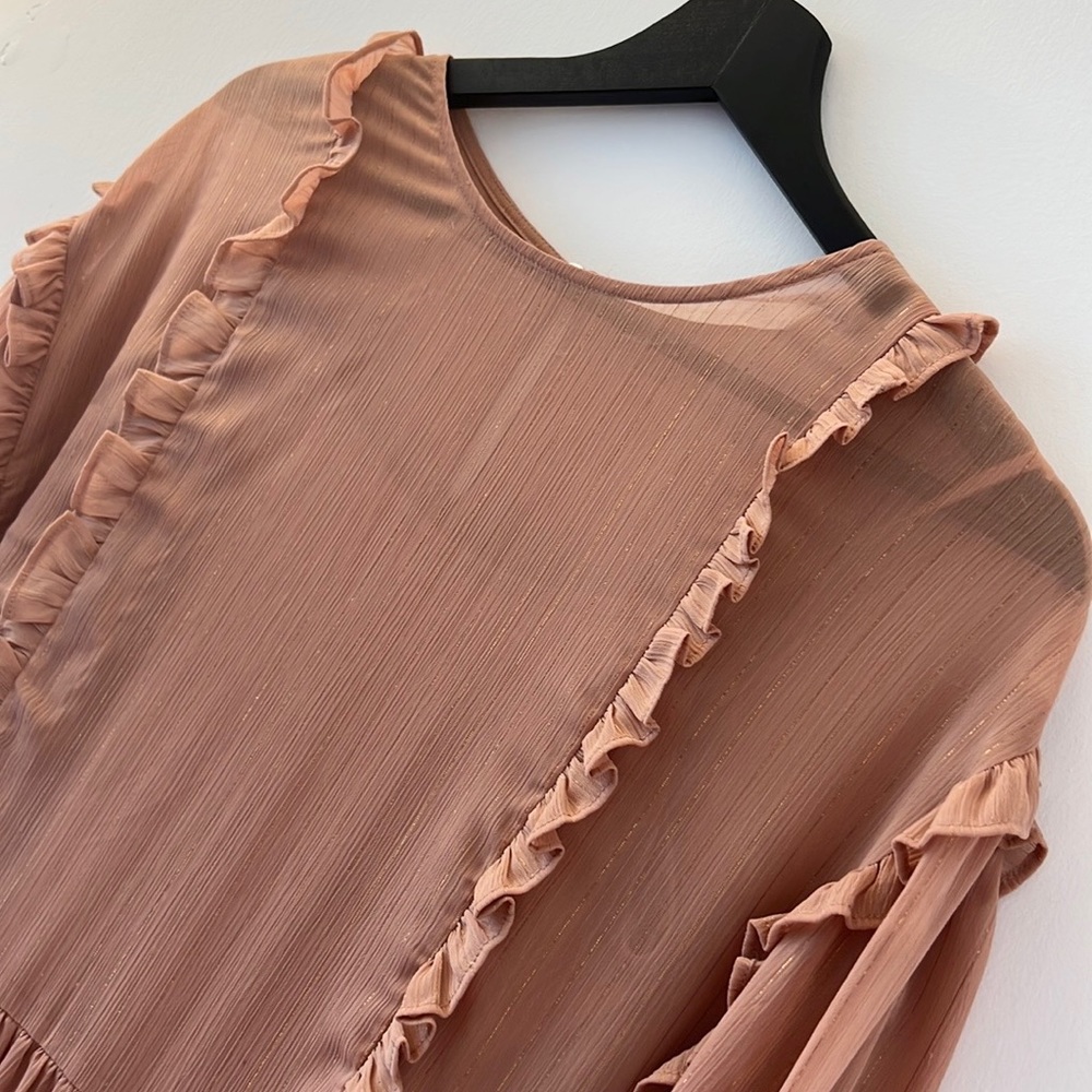 ZARA Chiffon Ruffle Mini Dress - Small - Picture 3 of 5